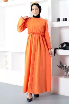 Юбка на пуговицах Платье Tsd221206 Оранжевый Tesettr Dnyas