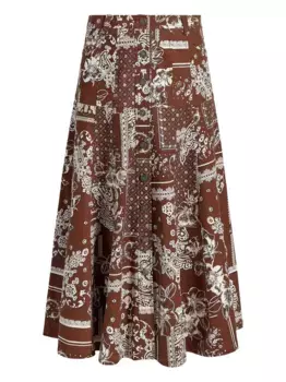 Юбка на пуговицах с принтом пейсли Cinq A Sept, коричневый