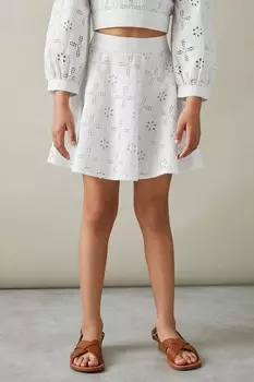 Юбка Nella из хлопка с английской вышивкой Reiss, белый