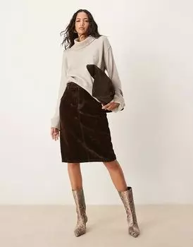 Юбка нестандартной длины из флокированного денима ASOS DESIGN