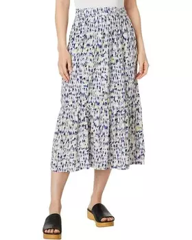 Юбка NIC+ZOE Abstract Ikat Tiered Midi Skirt, цвет Indigo Multi