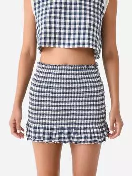Юбка Nicole в морскую клетку с эффектом потертости KOCH, цвет washed marine check