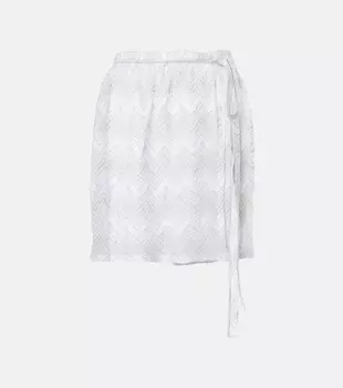 Юбка-обертка с зигзагообразным ламе Missoni, White w/Silver Lame