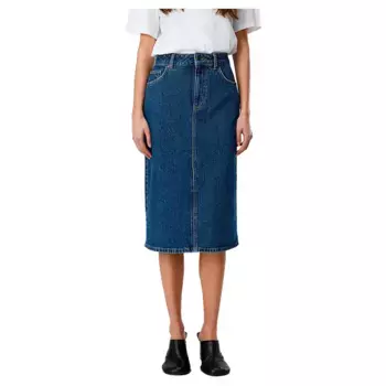 Юбка Object Ellen Denim midi skirt, синий