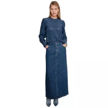 Юбка Object Ellen Long Denim, синий