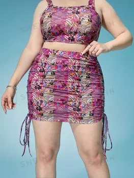 Юбка облегающая Warner Bros. 100 Years X Shein Plus со сплошным принтом, розовый