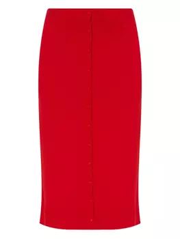 Юбка облегающая, застегивается на пуговицы спереди Victoria Beckham, красный