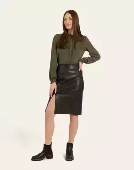 Юбка облегающего кроя из искусственной кожи Naf Naf, черный