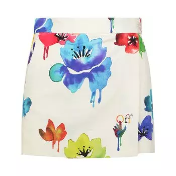 Юбка Off-White Floral Mini Skirt, белый