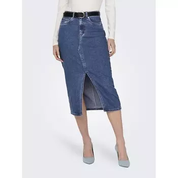 Юбка Only Siri Front Slit Denim, синий