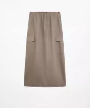 Юбка Oysho Linen Cargo, серый
