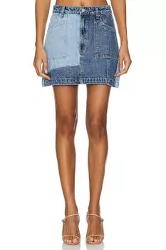 Юбка-Пэчворк из алиновой ткани Abrand, синий