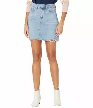 Юбка Paige, Aideen Skirt w/ Seamed Coin Pocket Raw Hem in Razz Distressed