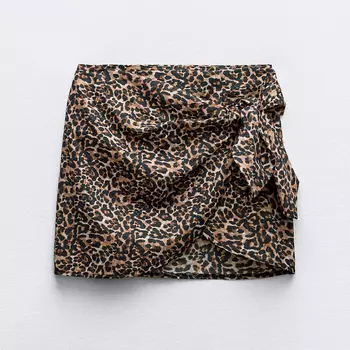 Юбка-парео Zara Animal Print Cotton, коричневый