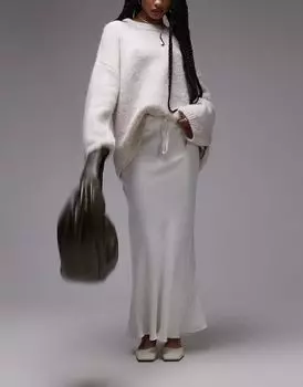 Юбка petite indirect croat с завязкой на талии цвета слоновой кости Topshop