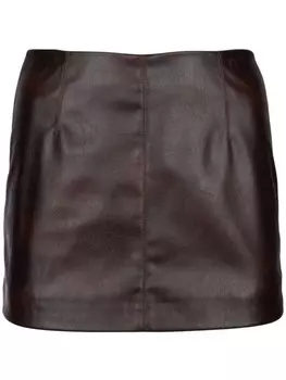 Юбка PINKO из телячьей кожи по фигуре, коричневый