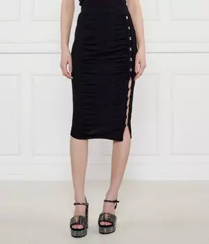 Юбка Pinko миди с разрезом, черный