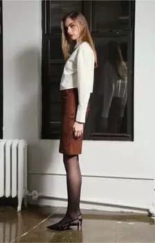 Юбка Piper, замша коньячного цвета - кожа Walter Baker, цвет cognac suede