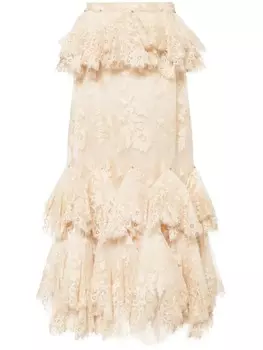 Юбка-платок из кружева ZIMMERMANN eden, серый