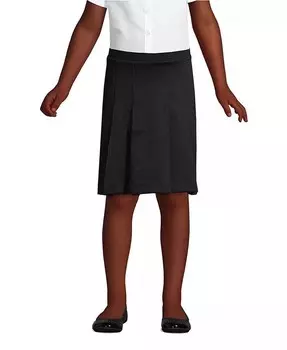 Юбка-плиссе для маленьких девочек с понте на уровне колена Lands' End, черный