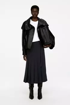 Юбка-Плиссе из смеси шерсти Arket, синий