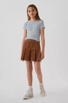 Юбка плиссе из вельвета (4 13 лет) Gap, коричневый