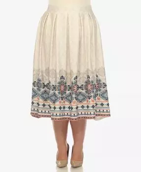 Юбка-плиссе размера плюс с принтом по краю White Mark, коричневый/бежевый