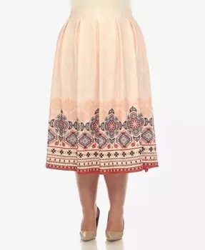 Юбка-плиссе размера плюс с принтом по краю White Mark, оранжевый