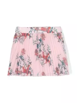 Юбка-плиссе с цветочным принтом Roberto Cavalli Junior, розовый