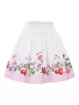 Юбка-плиссе с фруктовым принтом Monnalisa, белый