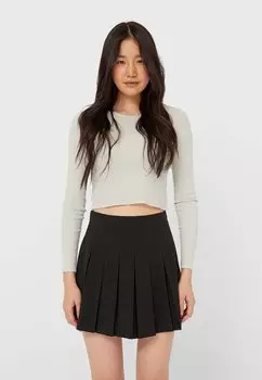 Юбка плиссе Stradivarius, черный