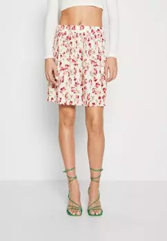 Юбка плиссе VILA, белый/красный