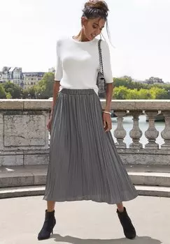 Юбка плиссированная A-line skirt LASCANA, антрацит