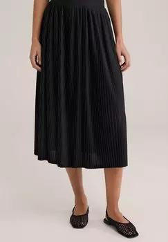 Юбка плиссированная A-line skirt WE Fashion, черный