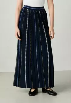 Юбка плиссированная EMBROIDERED DETAIL MIDI Next, синий