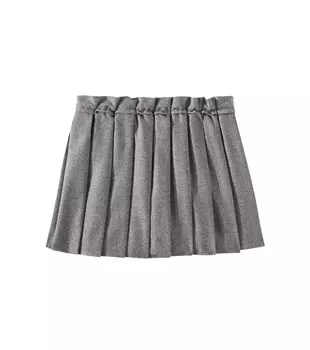 Юбка плиссированная из смесовой шерсти Brunello Cucinelli Kids, цвет grigio chiaro