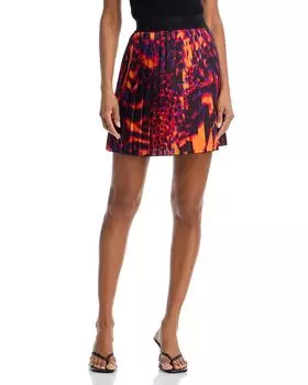 Юбка плиссированная из твила Versace Jeans Couture, оранжевый