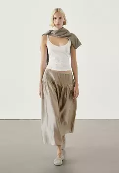 Юбка плиссированная Massimo Dutti, бежевый
