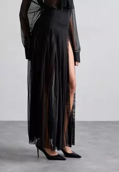 Юбка плиссированная PLEATED LONG SKIRT SLIT Norma Kamali, черный