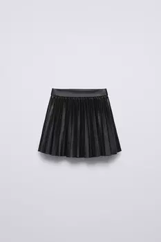 Юбка плиссированная прорезиненная ZARA, черный