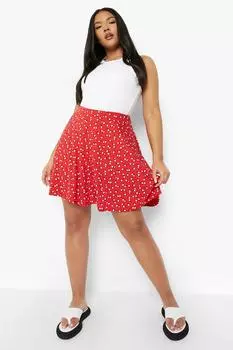 Юбка плюс с цветочным цветом Boohoo, красный