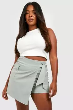 Юбка plus с карманами и запахом Boohoo, шалфей