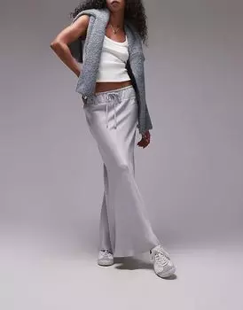 Юбка по косой с кулиской на талии, серебристого цвета Topshop