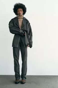 Юбка поверх брюк на молнии ZARA, зеленый