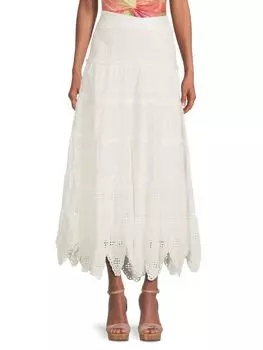 Юбка Prairie с вышивкой и люверсами Free People, слоновая кость