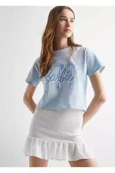 Юбка присборенная с воланом Mango, белый