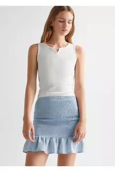 Юбка присборенная с воланом Mango, синий