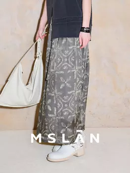 Юбка прямая Mslan плиссированная, серый