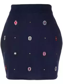 Юбка прямого кроя с цветочным узором Barrie, синий