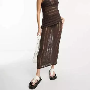 Юбка Pull&Bear Ladder Detail, коричневый